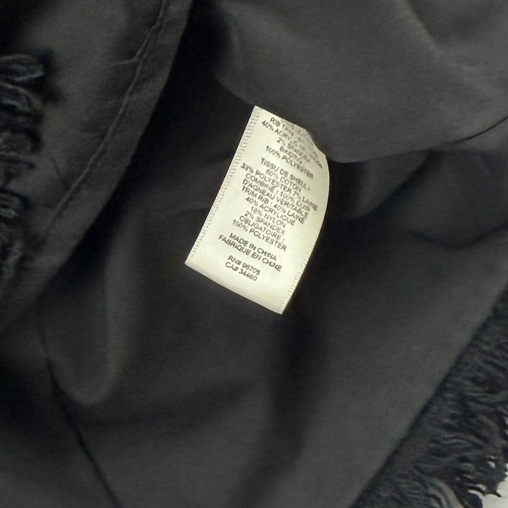 Rebecca Taylor Women's Leather Sleeve Peplum Tweed Top Black Sz 6 - Picture 9 of 10